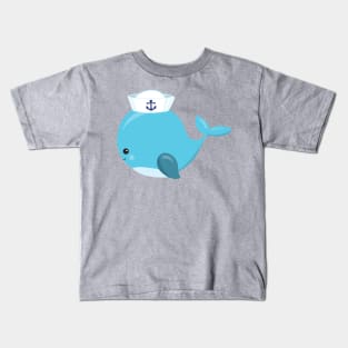 Sailor Whale, Cute Whale, Little Whale, Blue Whale Kids T-Shirt